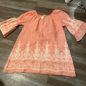 Little sassy peach Bell Sleeve heavy Embroidery Top Floral Cotton L sk0156802